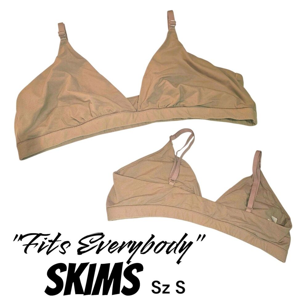 Skims Sz S Fits Everybody Triangle Wireless Beige Adjustable Pullover Bralette